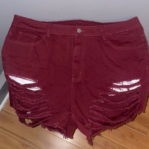 Burgundy jean shorts 2x SHEIN curve